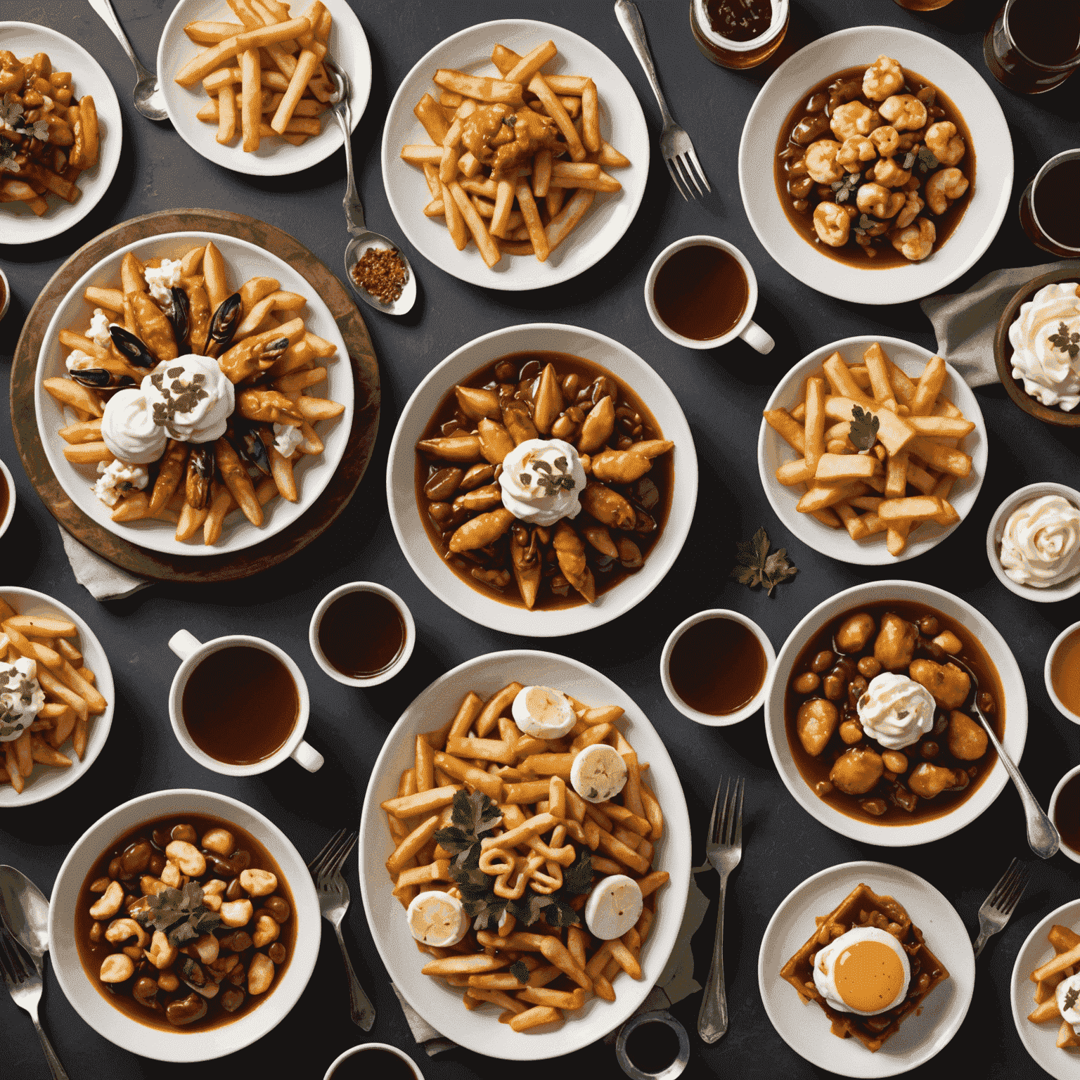 A collage of Canadian dishes including poutine, seafood, and maple syrup desserts, showcasing the diversity of Canadian cuisine